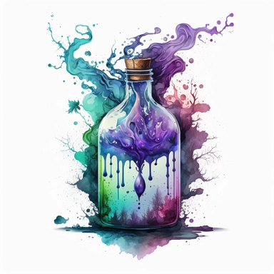 Water color painting magical potion of fear clipart white background