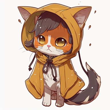 cute anime cat cosplaying clipart