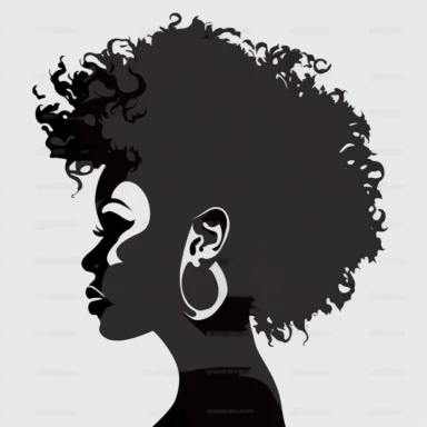 Black Woman silhouette, Afro female, hairstyle, cartoon, vector, sharp focus, super detailed, illustration, 16:9, v4, q2, 16k, High quality, clipart