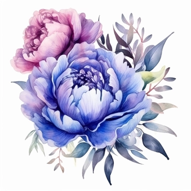 Purple Peony Png,Blue Peonies png, watercolour peony clipart for wall art, peony illustration, floral clipart, watercolour flower clipart, watercolour png