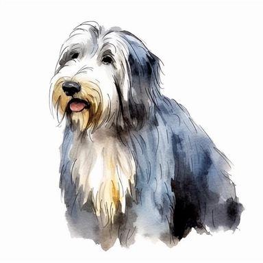 watercolor, bearded collie, clipart, side angle
