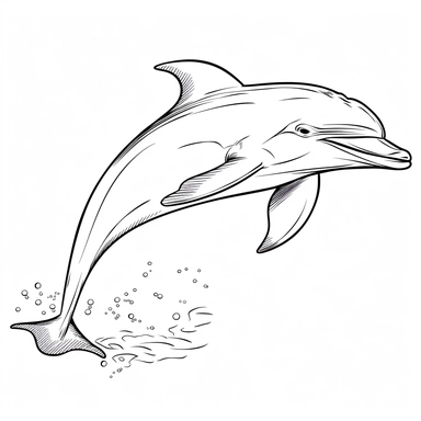 dolphin, b&w lineart, minimalist style, white background, full body, picture, coloring book style on white background, well composed, clean coloring book page, No dither, no gradient, strong outline, No fill, No solids, vector illustration, clipart, simple, cartoon –ar 9:11 –v 5