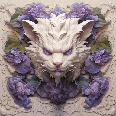 friendly gargoyle, Ivory and purple flowers, Leaves, vintage Pastel Cream Background, Smoke Petals, Maximalist, Hyper Detailed, 3D rendered, 8k polished, Hyper Realistic Intricate details, hyper realistic, intricate detail, painting, shabby chic, clipart