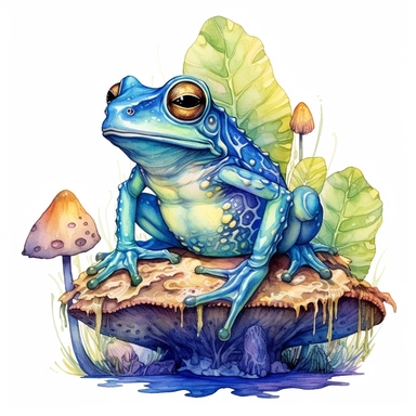 fantasy frog clip-art, watercolor
