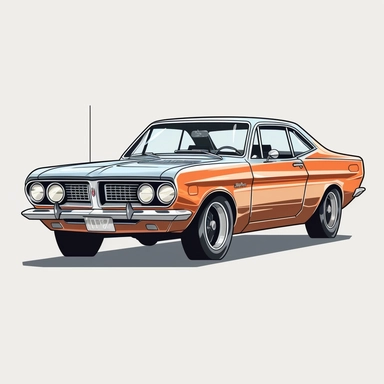 Style clipart, on a white background, vector, vector illustration, classic Plymouth Barracuda car, svg