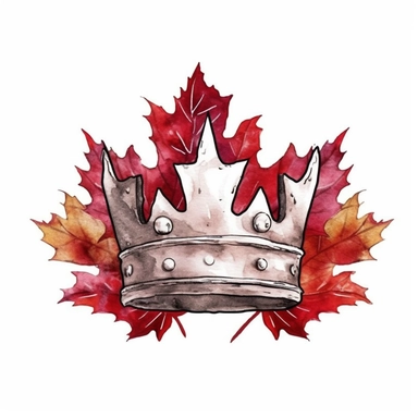 Watercolor A crown made of maple leaves and a Canadian flag Clipart desert cartoon t-shirt graphic, vector, contour, isolated on a white background