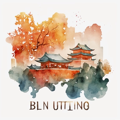 watercolor of Beijing city clipart sublimation