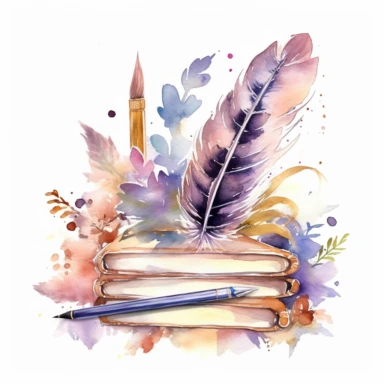 watercolor Writing Journal Clipart, dreamcore, white background