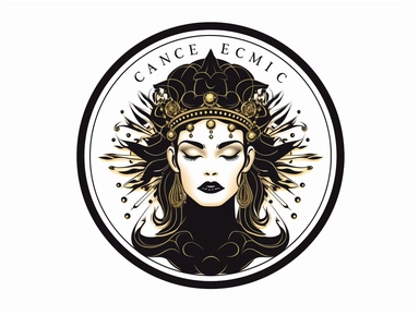 A minimalistic iconic logo for a opulent creative coach, black vector on white background, clipart. The brand is a Mystical, Decadent, Imaginative personality.