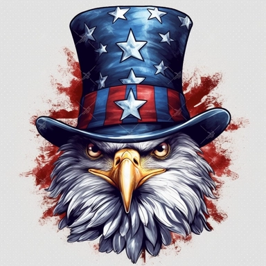 clipart of an american eagle in patriot top hat, flying and shooting laser beams from its eyes--v 5.1- <@903248713072381984> (fast)