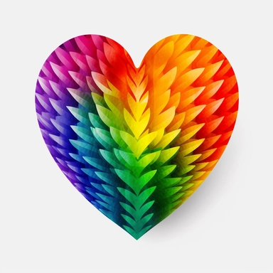 a clipart heart using the colors of an lgbtq flag