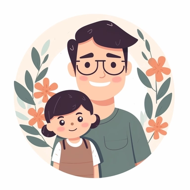 Happy father's day, Asian,Illutration, white background, PNG clipart, lovely style,16K UHD