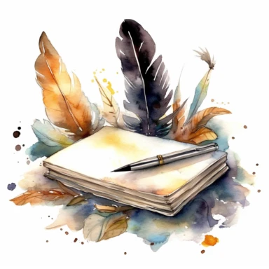 watercolor Writing Journal Clipart, dreamcore, white background