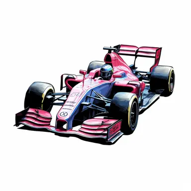 Clipart of the formula one car from Esteban Ocon with minimal details, aquarel colored cartoon style with thick borders. Only the car. White background, no floor, no shadow