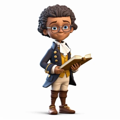 cute 3d cute little boy historian clipart, various ethnicities, early modern historical era, full body, on white background