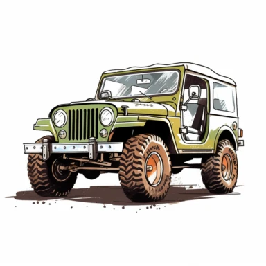 green jeep wrangler cj illustration clipart, white background