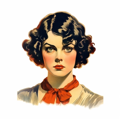 vintage 1920 woman portrait looking furiously Angry Clipart Illustration, Chromolithograph, 1920s Illustration, Vintage, Chromolithograph, Colorful, Antique, Ephemera, Clipart, 8k, Isolated on white
