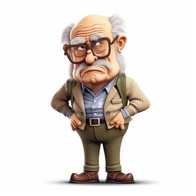 funny Grumpy Grandpa Clipart, white background