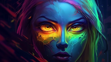 webp, oil painting, glowing eyes, clipart, Halloween, glow in the dark, neon, uhd, vivid, colorful, highly detailed,