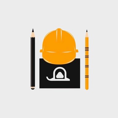 Abstract symbol, stylized vector, minimal simple logo, abstract logo construction punchlist, stylized clip board, hard hat, safety glasses, clipboard, extremely simple logo, geometric, black on white background, high resolution, basic flat shape, stylized contour shapes, abstract, detail contour