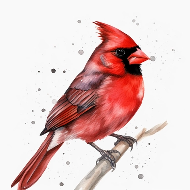Watercolor Red Cardinal during winter clipart, realistic, photorealistic, highly detailed