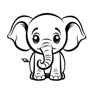 cute elephant black and white clipart