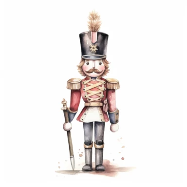 nutcracker illustration soft watercolour high resolution white background clipart