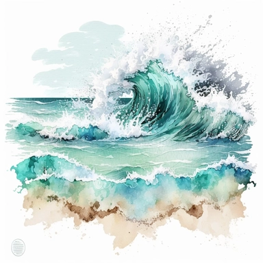 ocean waves on beach clipart watercolor