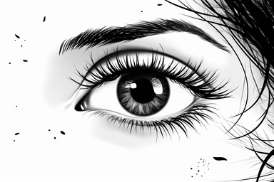 real eye lashes on a white background in silhouette style white background, fake eyelashes svg clipart, negative space + Sharp + realistic, photo realistic, symmetrical, high detail,