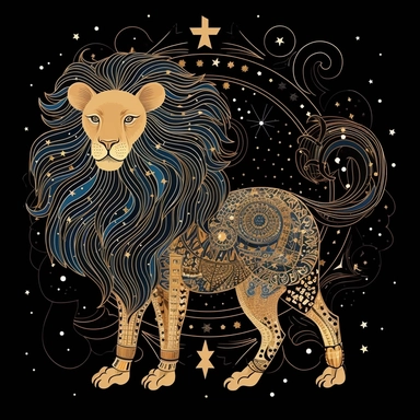 Leo celestial stars zodiac sign clipart, black background