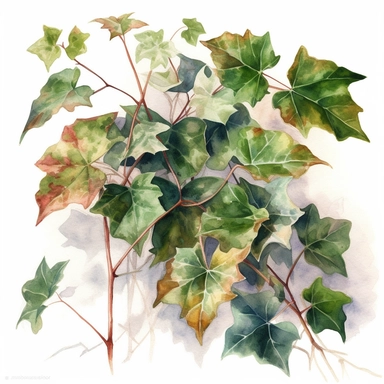 A captivating watercolor clipart illustration of ivy leaves isolated on a pure white background. The colors will be bright and cheerful colours found in nature, with a warm and inviting feel that draws the viewer in. use high-quality watercolor paper and pigments, and the final artwork will be scanned and digitally edited to create a clean and precise clipart. To make this art stand out, the illustrations will have a unique and distinctive look, with intricate details and textures that give it a