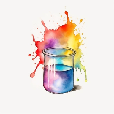 chemistry beaker clipart watercolor technique, 8k digital art, bright, colorful, soft lightning, white background