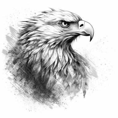 portrait of a flying eagle clipart, scribble, tattoo style, hyper detailed, white background, vektor, black and white, indian decor