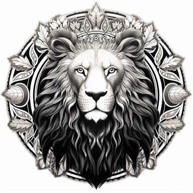 Prompt: Craft a black and white tattoo design that merges modern intricacy with timeless symbolism. At the heart of your design should be a calm, fearless lion, a beacon of majesty and might, standing resolute before a radiant sun. This lion-sun tableau must echo the aesthetics of the Persian 'shir-o-khorsheed' emblem, known for its deep-rooted symbolism in Iran's pre-revolutionary heritage. The lion's demeanor should exude an air of tranquillity and fearlessness, a regal beast emanating calm in