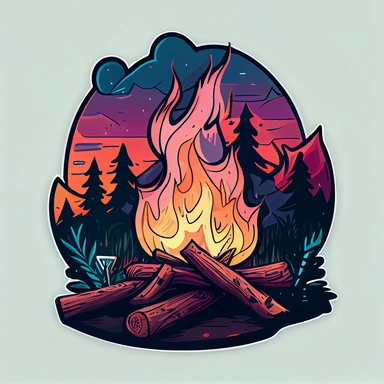 camp fire, vector, clip art, hand drawn, concept art, illustration, sticker art