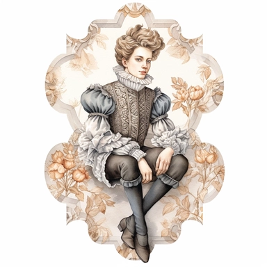 vintage style Detailed light and shadow, 2D outline, A beautifully patterned neo rococo Victorian baroque hyper realistic male lord in varying hues of slate gray, beige and brown, stunningly beautiful, refined and sophisticated, Hand drawn, cicely mary barker ,realistic watercolor, Clipart, emotionally pleasing watercolor, i can't believe how beatiful this is,accurate detailed line art, white background, intricate detail, clean line art, saturated fantasy watercolor, white background