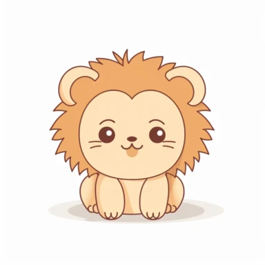 kawaii cute baby lion minimal cartoon drawing clipart, for nursery room, cute, friendly, simple, on white background