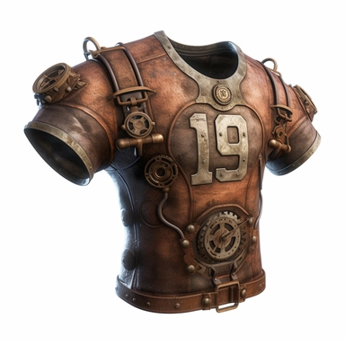 steampunk american football jersey, clipart, white background, realistic, 16k
