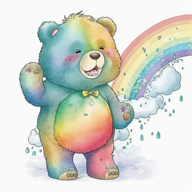 watercolor clipart of Care bears full body