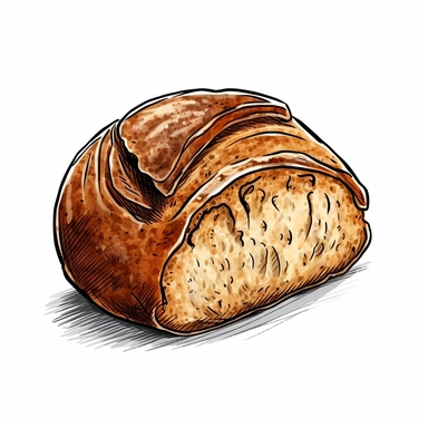 sourdough bread, clip art, cartoon, white background