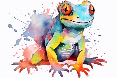 Watercolor, Gecko Reptile, clipart, hd, on a white background, spaced out