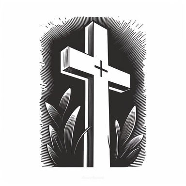 simple doodle of a beautiful christian cross, clipart, svg cut file, flat 2d, vector shape, black and white, minimalist, adobe illustrator