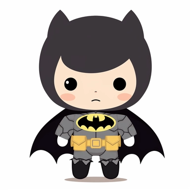 clipart, kawaii, kid dress as batman , white background