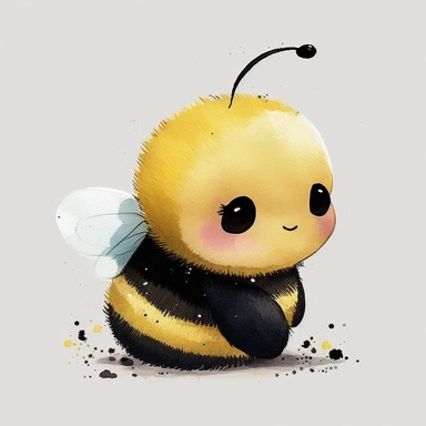 detail cute disney bumble bee watercolour art style nursery clipart, plain background