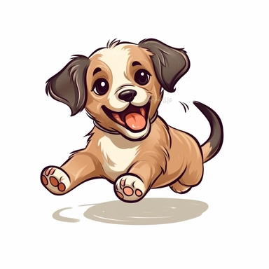 Playful Pup: Create a clipart image of a cute and energetic puppy running or jumping with a ball or a toy in its mouth. This would depict the joyful and playful nature of puppy. in 4K but one puppy pet picture. So it can be used in children's projects, stationery, or as decorative elements.