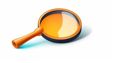 3d render. Search icon. Cartoon character hand holds big magnifying glass lens. Business of science clip art isolated on white background, Bright color, ultra realistic
