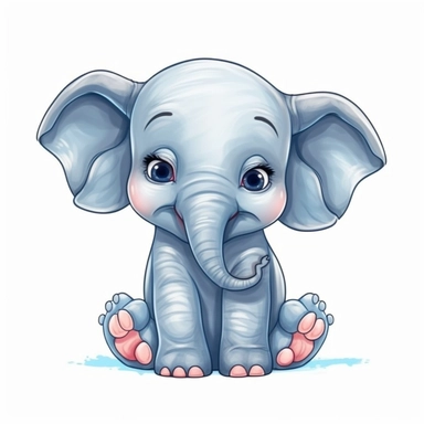 baby elephant cute clipart, elephant art, elephant clipart, elephant images, cute elephant, cute animal clipart, fantasy clipart, isolated on white background, no text, hdr, 8k