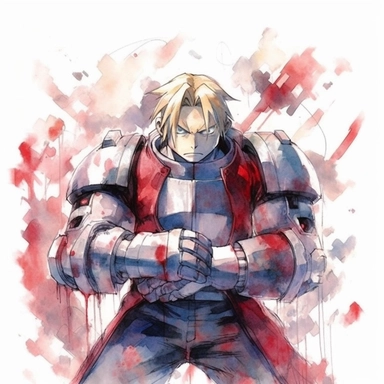 Watercolor fullmetal alchemist brotherhood, high quality, high details, pencil draw style, white backgroun, clipart, 8k, f1