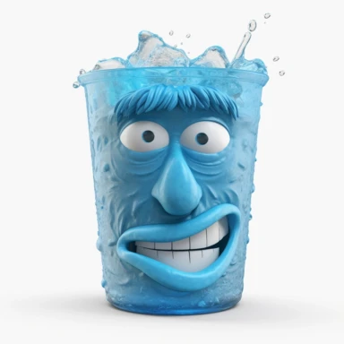 Pixar movie happy blue lagoon drink, no people, face expressions ultra detailed, white background, clipart, 300 DPI,