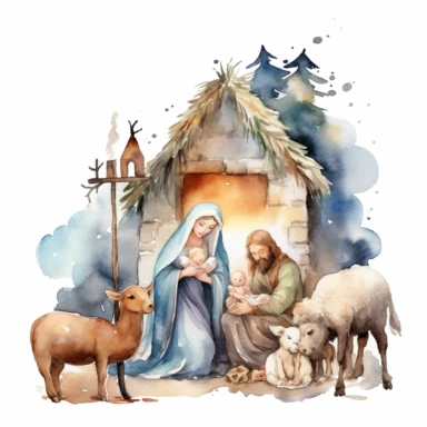 watercolor nativity scene clipart